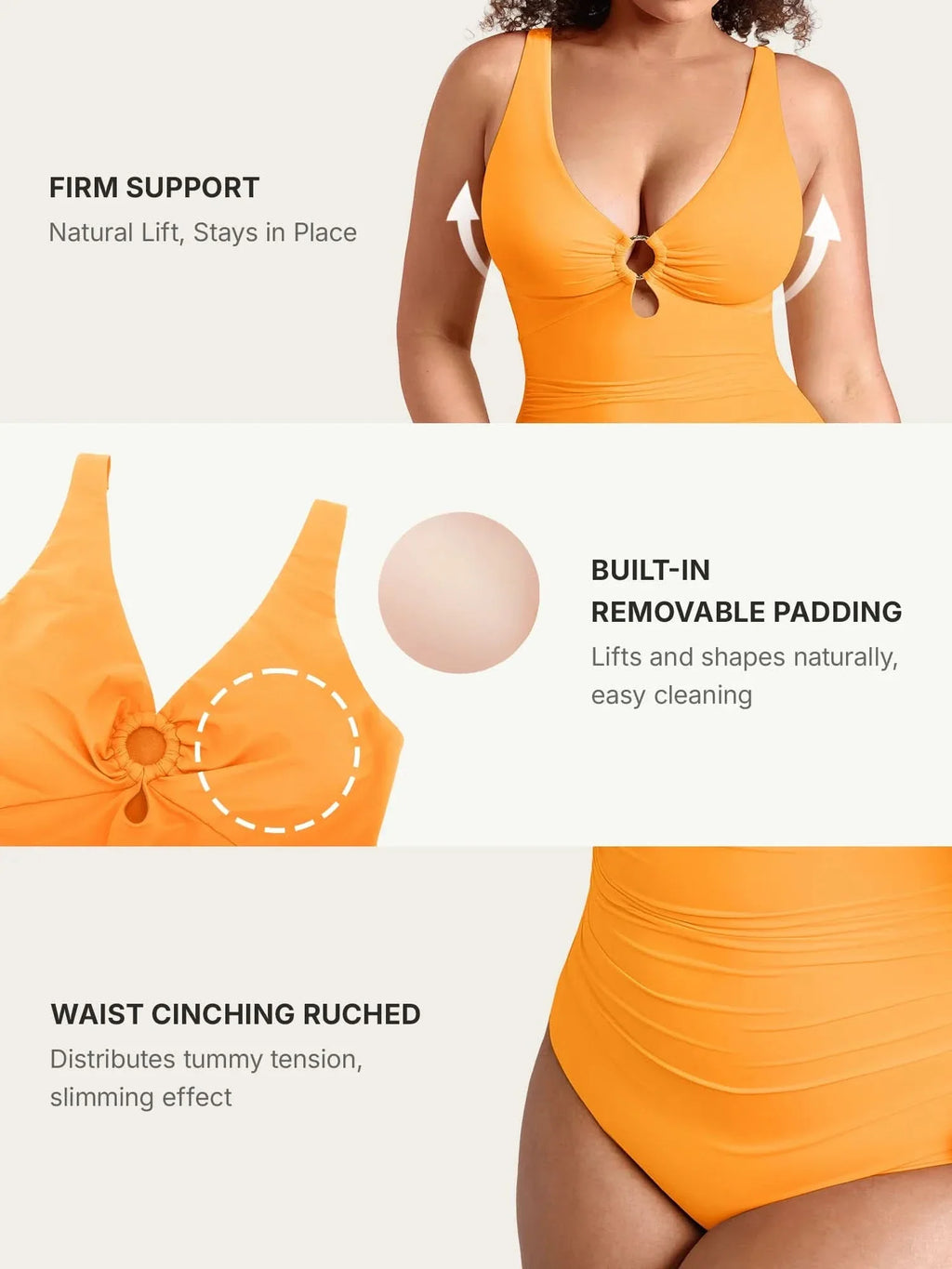 Waist Shaping One Piece Swimsuit with Pads