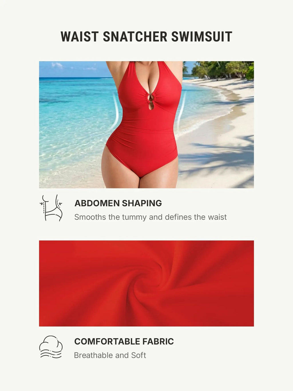 V-Neck Ruched Tummy Control One Piece Swimsuit