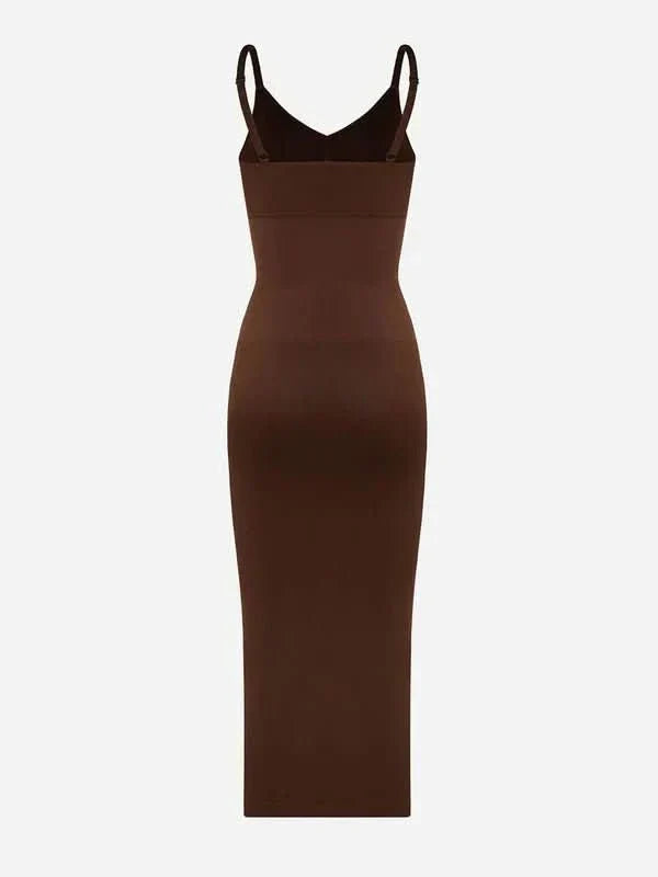 Spaghetti Strap V-neck Snatched Seamless Shaper Dress