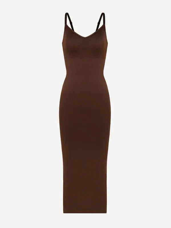 Spaghetti Strap V-neck Snatched Seamless Shaper Dress
