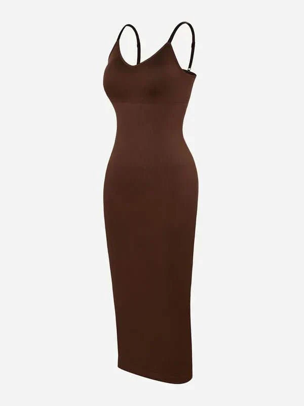 Spaghetti Strap V-neck Snatched Seamless Shaper Dress