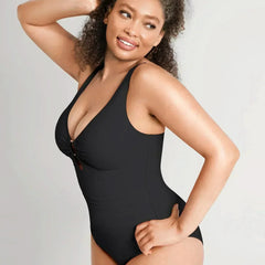 V-Neck Ruched Tummy Control One Piece Swimsuit