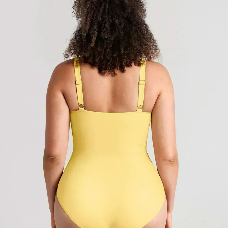 V-Neck Ruched Tummy Control One Piece Swimsuit