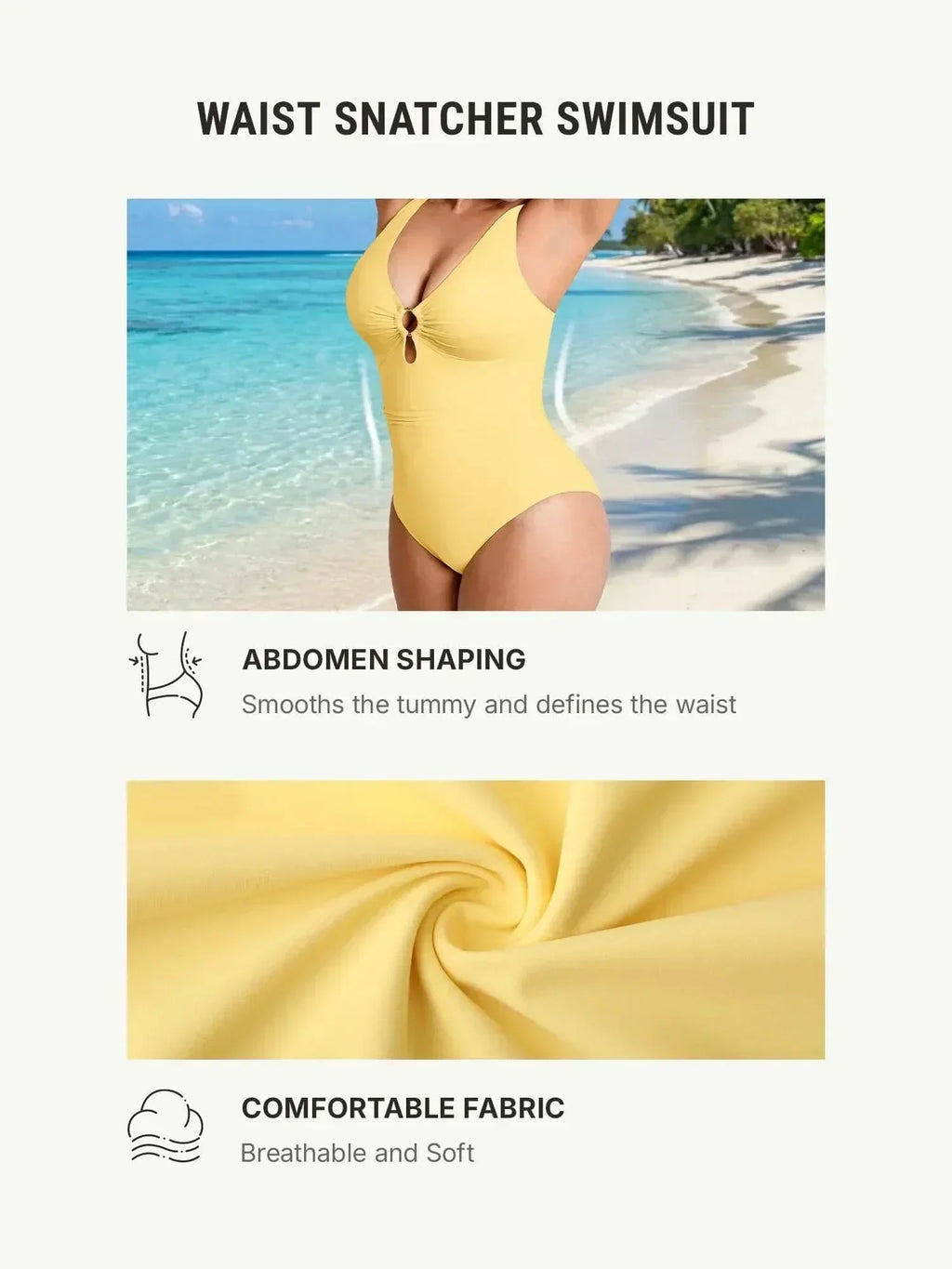 V-Neck Ruched Tummy Control One Piece Swimsuit