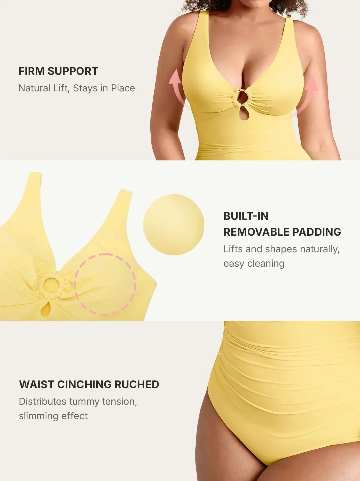 V-Neck Ruched Tummy Control One Piece Swimsuit