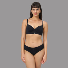 SOIE Woman - Full Coverage Padded Non-Wired T-shirt Bra with High Rise Full Coverage Brief - -for Women