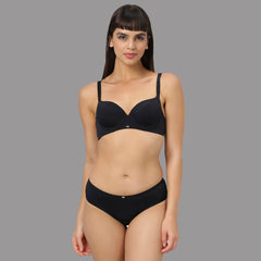 SOIE Woman - Medium Coverage Padded Wired T-shirt Bra with High Rise Full Coverage Brief - -for Women