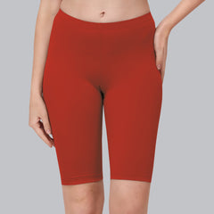 Solid Polyamide Spandex Knee Length Cycling Shorts