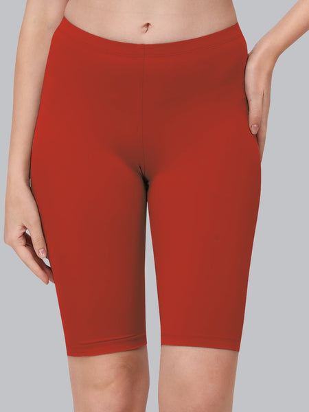 Solid Polyamide Spandex Knee Length Cycling Shorts