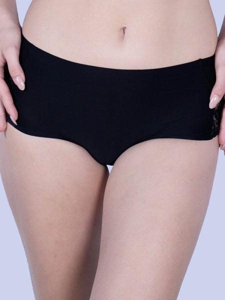 SOIE Woman - Seamless Mid Waist Full Coverage Lace Brief - Panty -for Women