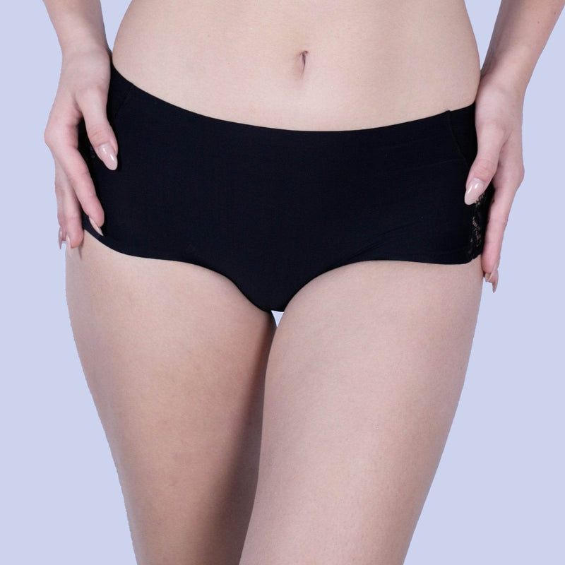 SOIE Woman - Seamless Mid Waist Full Coverage Lace Brief - Panty -for Women
