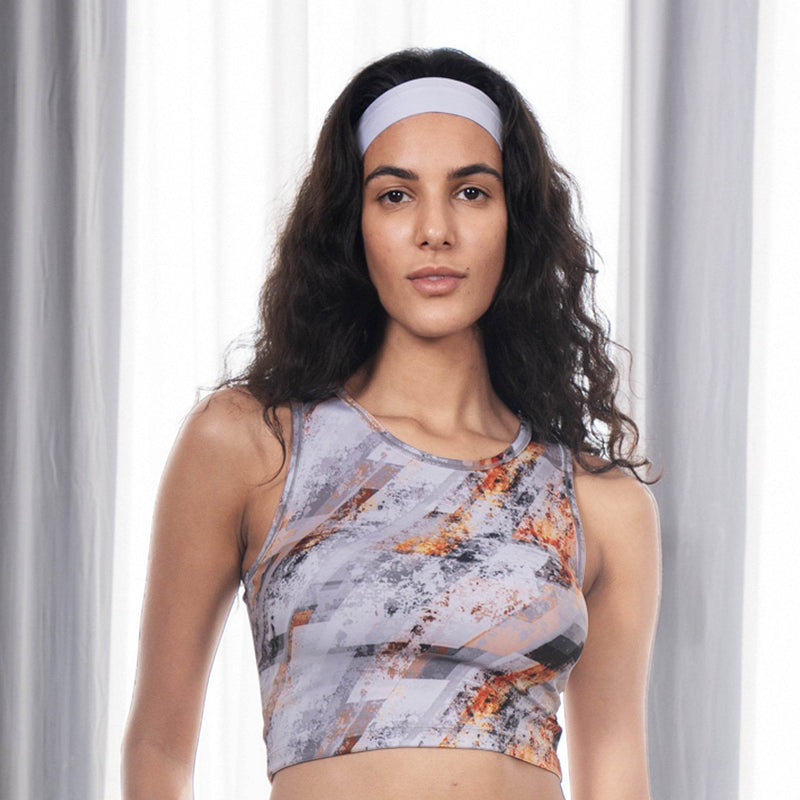 SOIE Woman - Sleeveless Activewear Printed Sports Crop Top - Crop Top -for Women