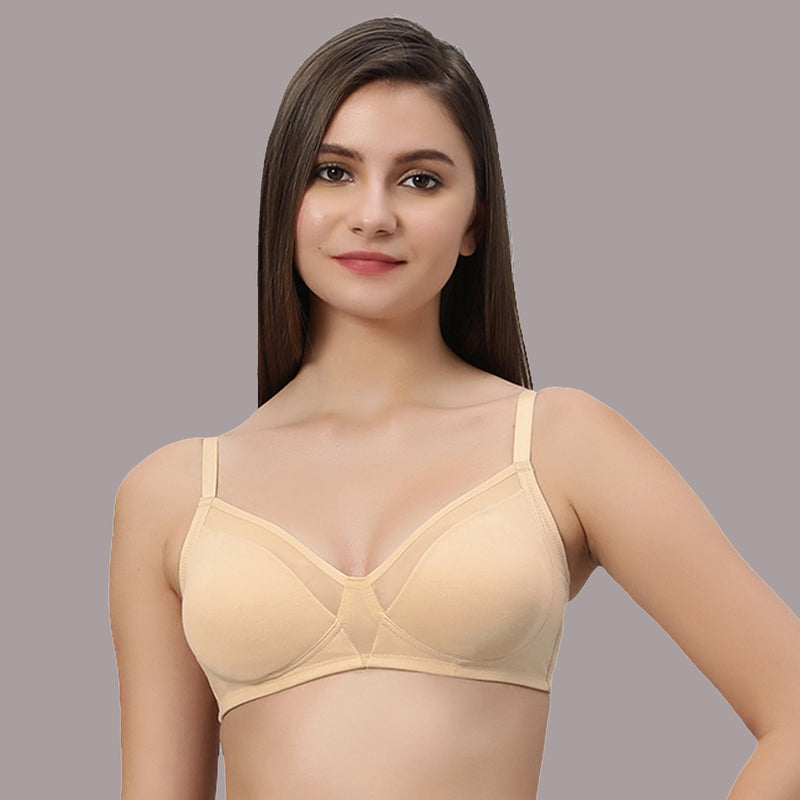 Non Padded Non Wired Medium Coverage Cotton Spandex Bra
