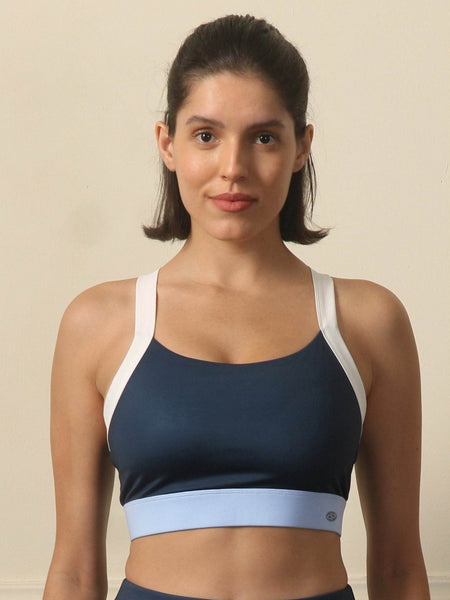 SOIE Woman - Medium-Impact Padded Non Wired Sports Bra with Crisscross Back and Mesh Detailing - Sports Bra -for Women