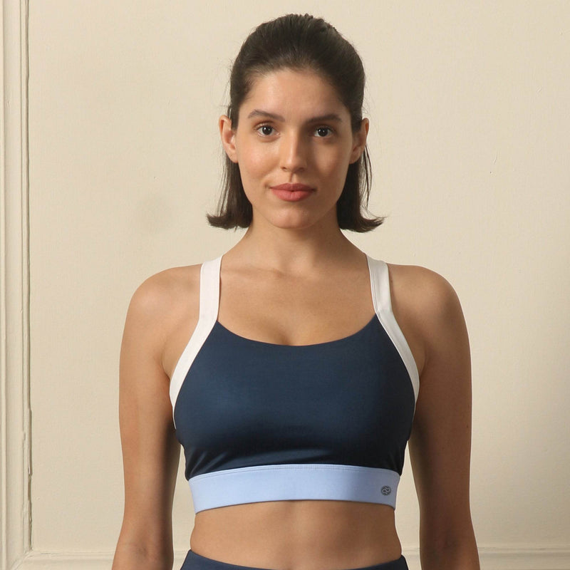 SOIE Woman - Medium-Impact Padded Non Wired Sports Bra with Crisscross Back and Mesh Detailing - Sports Bra -for Women