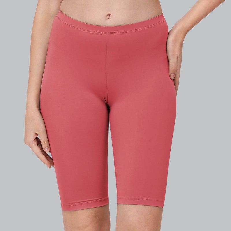 SOIE Woman - Solid Polyamide Spandex Knee Length Cycling Shorts - Cycling Shorts -for Women