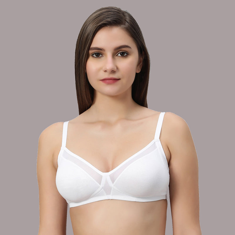 Non Padded Non Wired Medium Coverage Cotton Spandex Bra