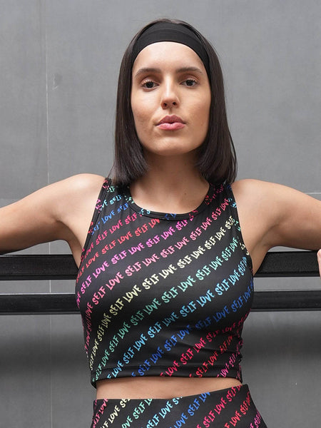 SOIE Woman - Sleeveless Activewear Printed Sports Crop Top - Crop Top -for Women