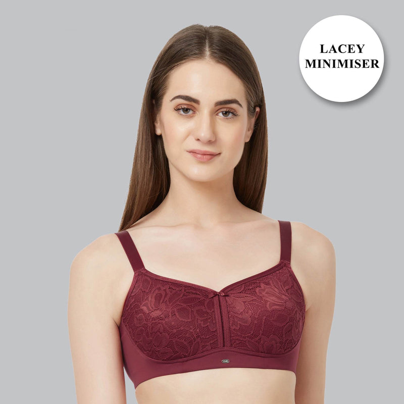 SOIE Woman - Non Padded Non-Wired Full Coverage Minimizer Lace Bra - Bra -for Women
