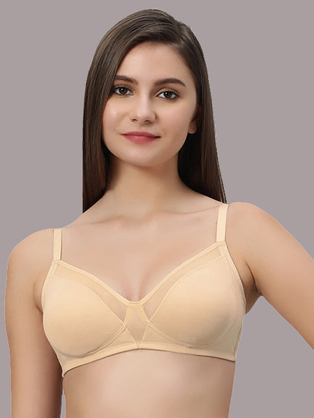 Non Padded Non Wired Medium Coverage Cotton Spandex Bra