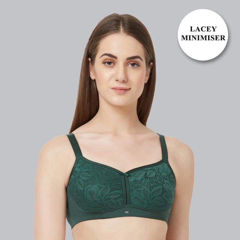 SOIE Woman - Non Padded Non-Wired Full Coverage Minimizer Lace Bra - Bra -for Women