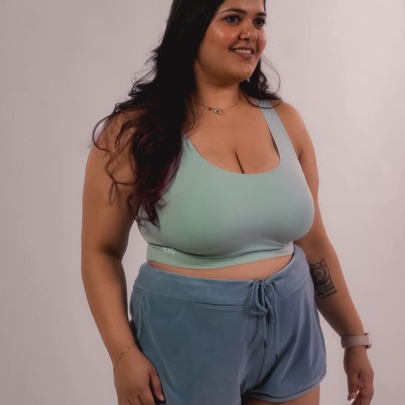 Blue comfort bra for women – Tilt Fursat Racerback Bra with crossback design.