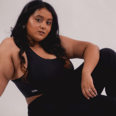 Tilt Black Bra – crossback comfort bra for women, lightweight and wire-free.