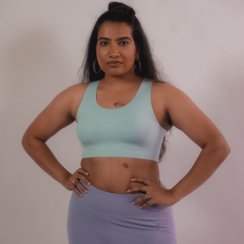Tilt Fursat Bra in blue – seamless wire-free bra for women, soft and supportive fit.