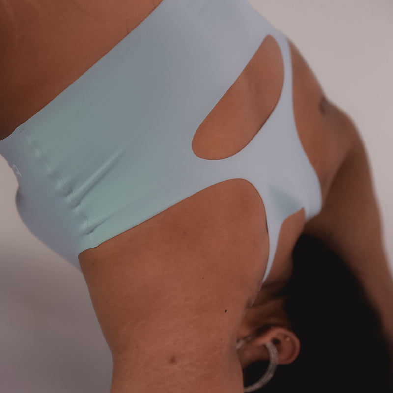 Everyday blue comfort bra for women – Tilt Fursat Racerback, smooth under clothes.