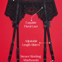 Black Lace Garter Belt with Adjustable Straps