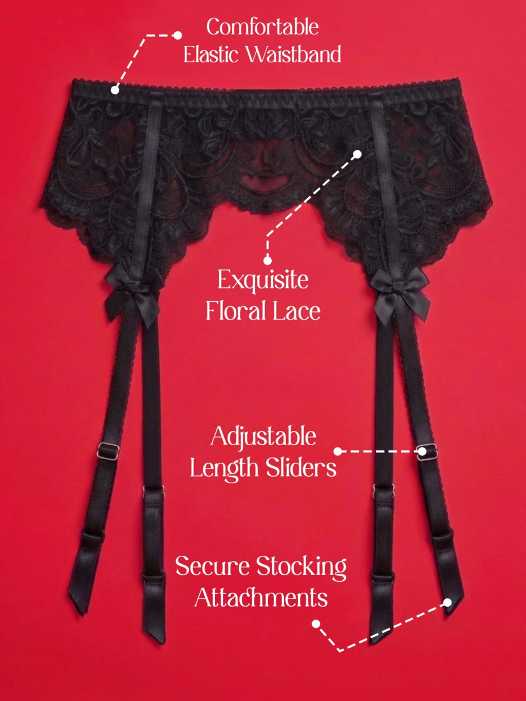 Black Lace Garter Belt with Adjustable Straps
