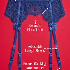 Blue Lace Garter Belt with Adjustable Straps