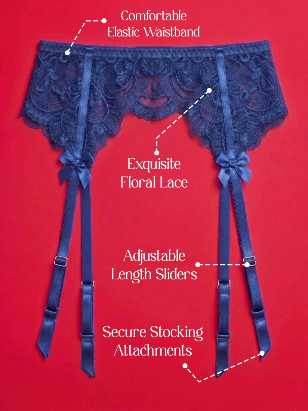 Blue Lace Garter Belt with Adjustable Straps
