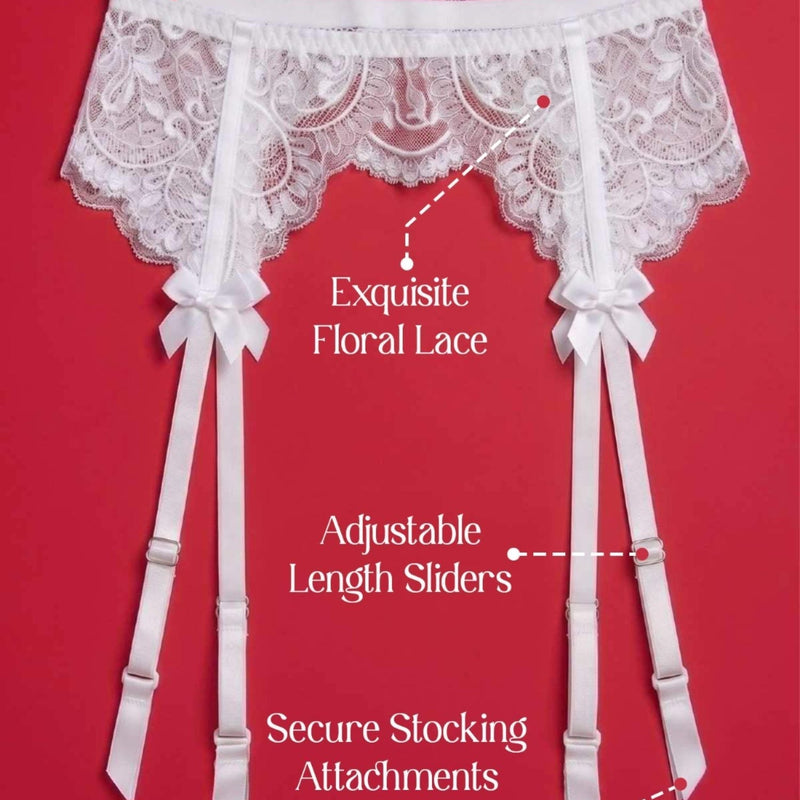 White Lace Garter Belt with Adjustable Straps