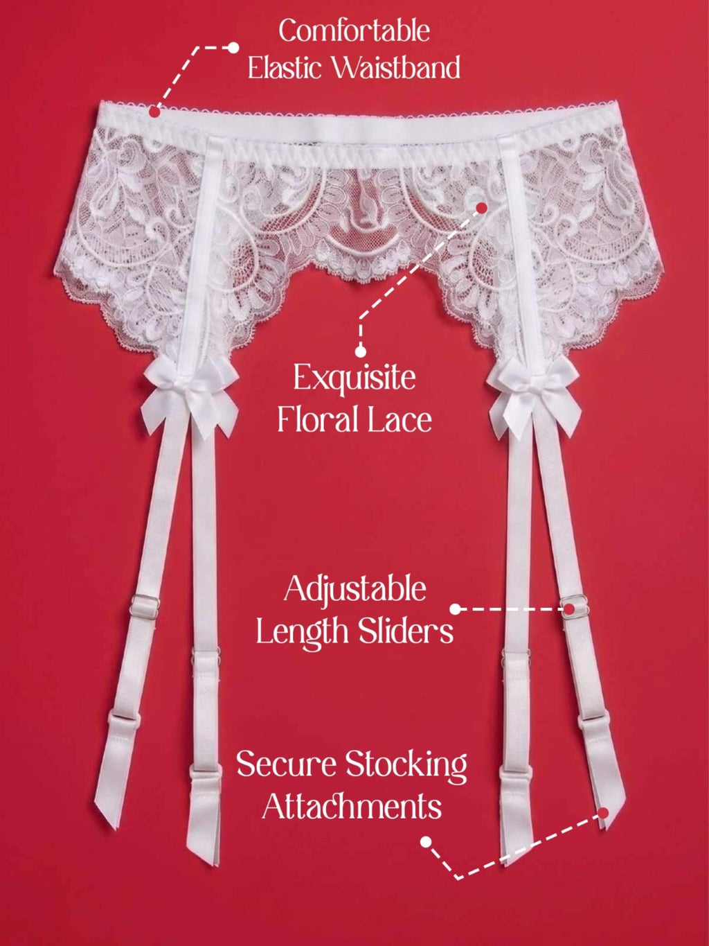 White Lace Garter Belt with Adjustable Straps