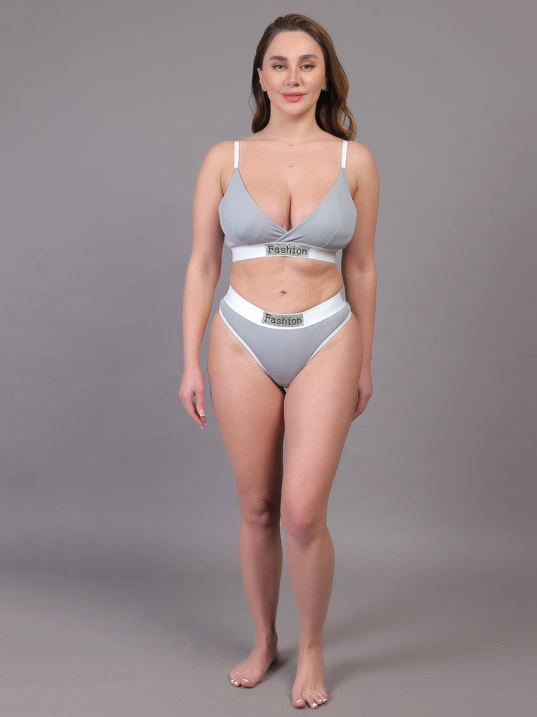 Brachy Women Padded Non Wired Lingerie Bra & Briefs Set