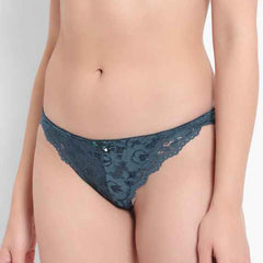 Green Low Waist Sheer Bikini Panties - Lace