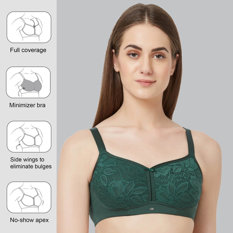 SOIE Woman - Non Padded Non-Wired Full Coverage Minimizer Lace Bra - Bra -for Women