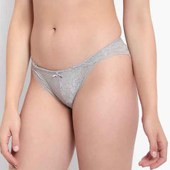 Set Of 3 Grey, Maroon & Blue Mid-Rise Net Self Design Panties Bikini Briefs
