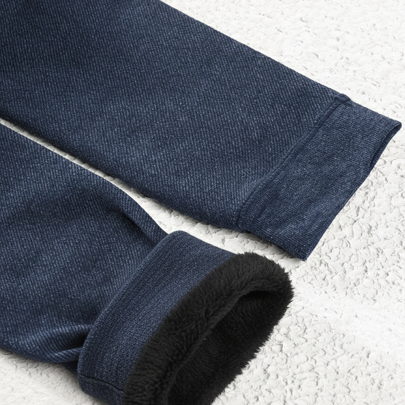 Women Fleece Lined Jeans Look Winter Warm Denim Legging Fur Thermal Pant High-Waisted Leggings