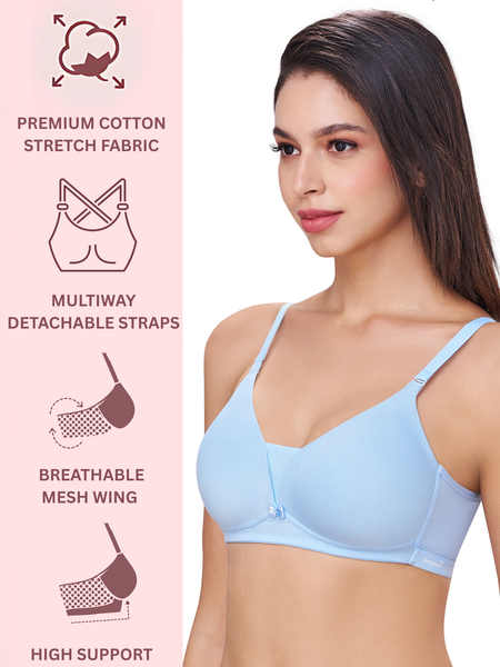 PIXIE | Seamless Cotton Comfort – Triangle Cup, Padded, Non-Wired T-Shirt Bra