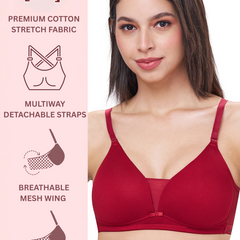 PIXIE | Seamless Cotton Comfort – Triangle Cup, Padded, Non-Wired T-Shirt Bra