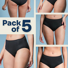 5 Pack - Black High-waist Bamboo Underwear