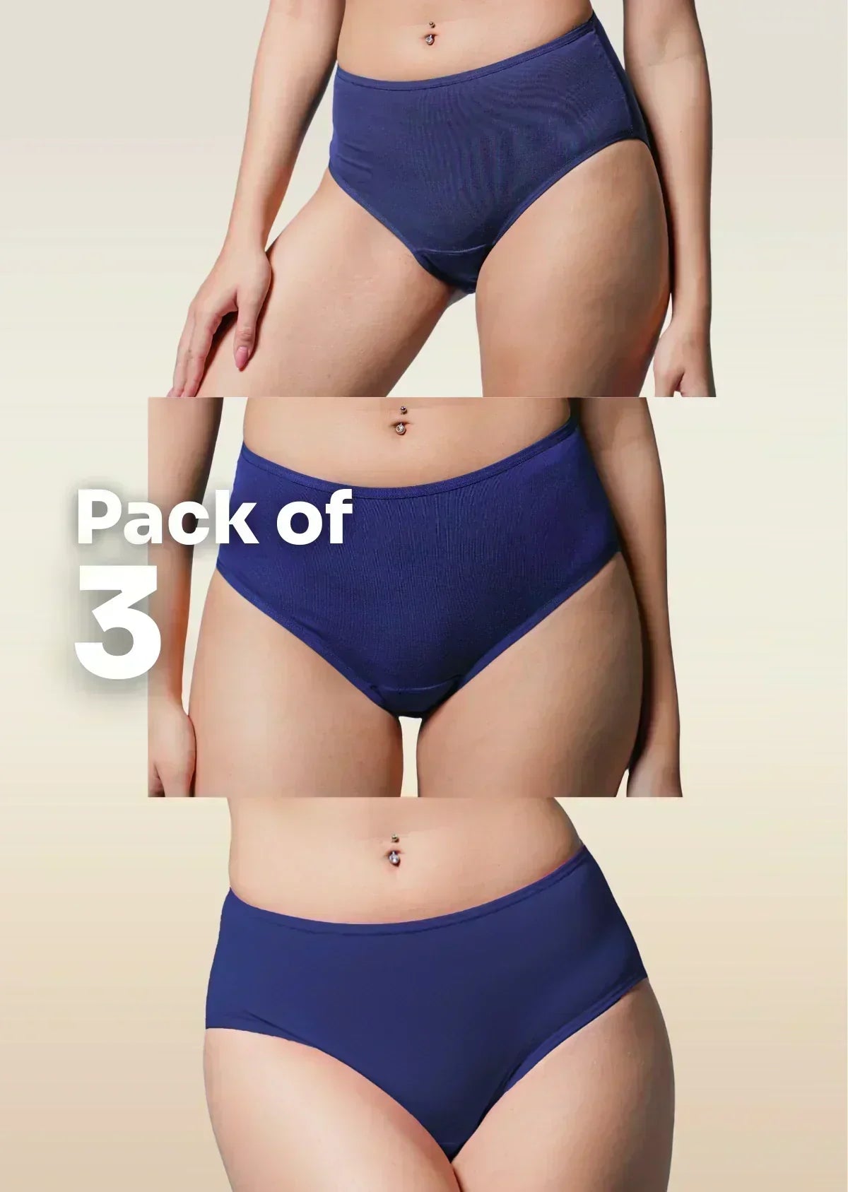 3 Pack - Blue High-waist Bamboo Underwear