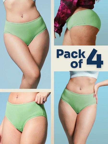 Green underwear pack of 4 with a blue background