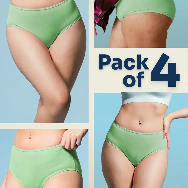 Green underwear pack of 4 with a blue background