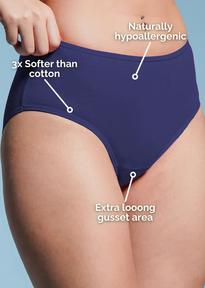4 Pack - Blue High-waist Bamboo Underwear