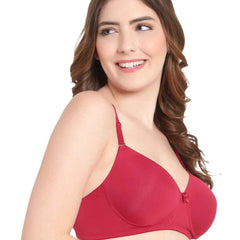 Women Full Coverage Convertible Straps Non-Wired Padded T-Shirt Bra
