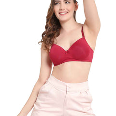 Women Full Coverage Convertible Straps Non-Wired Padded T-Shirt Bra