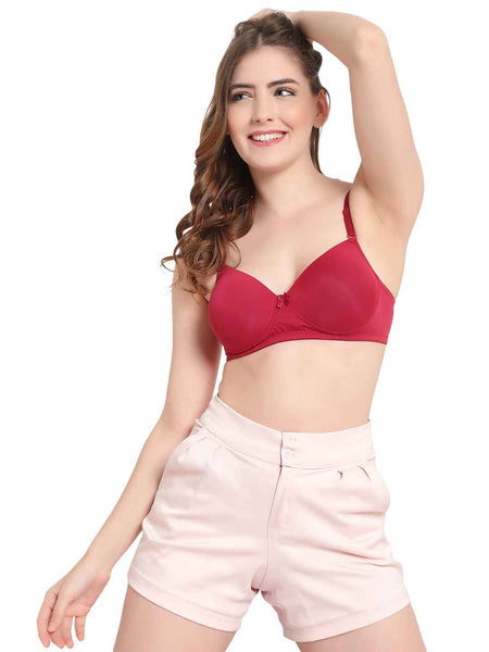 Women Full Coverage Convertible Straps Non-Wired Padded T-Shirt Bra